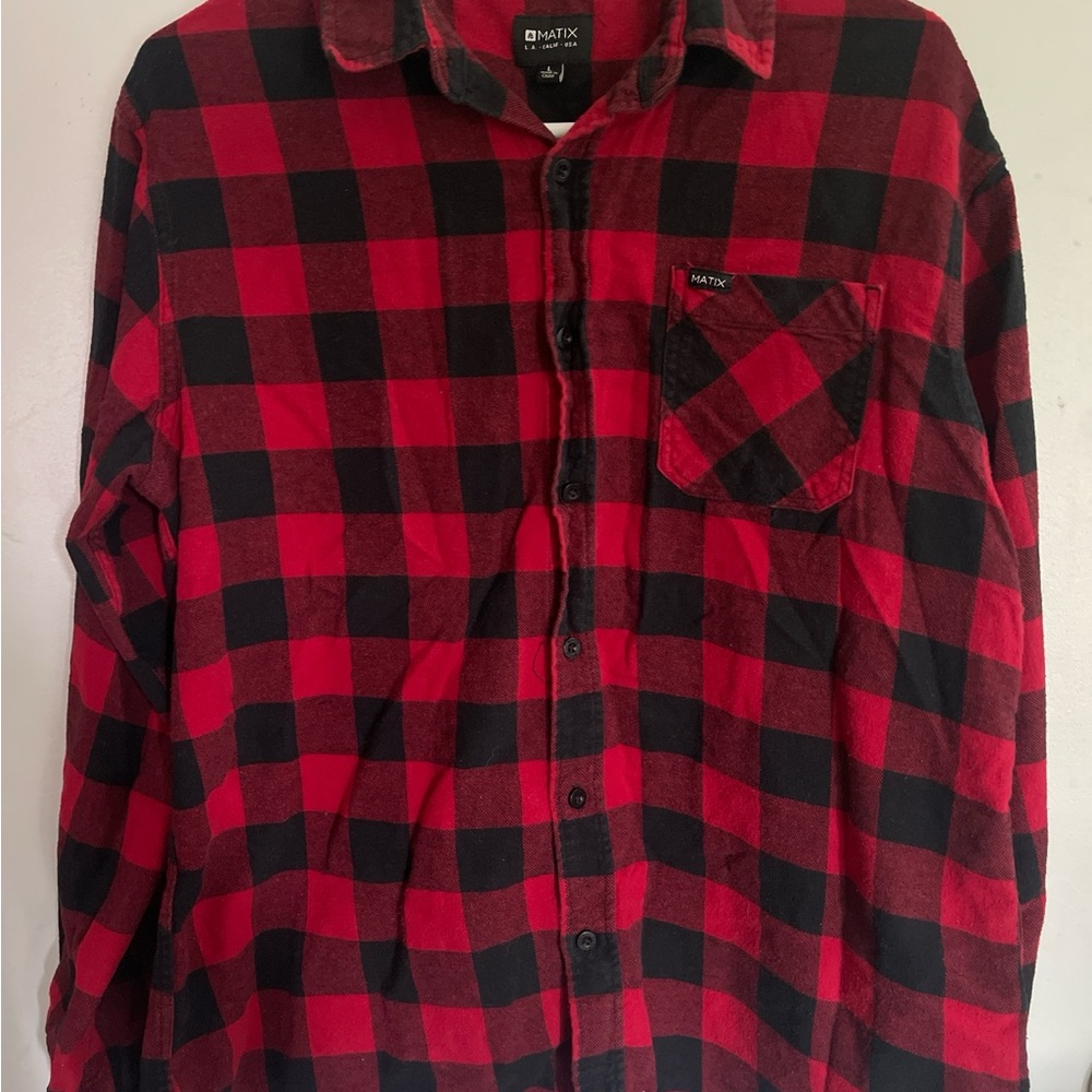 Matix Red and Black Casual Button Down Shirt